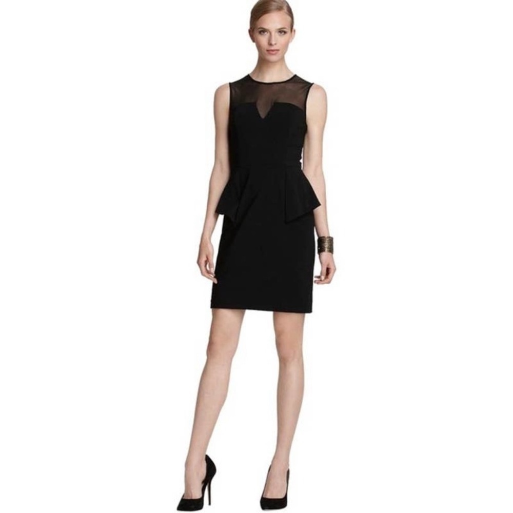 NWT Cache Black Illusion Mesh Peplum Sheath Cockt… - image 2